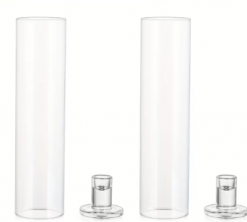 Skleněný svícen s krytem - sada 2 ks